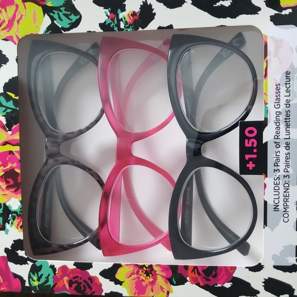Betsey Johnson Set of 3 Cats Eye Reading Glasses +1.50 Strength - Picture 3 of 12